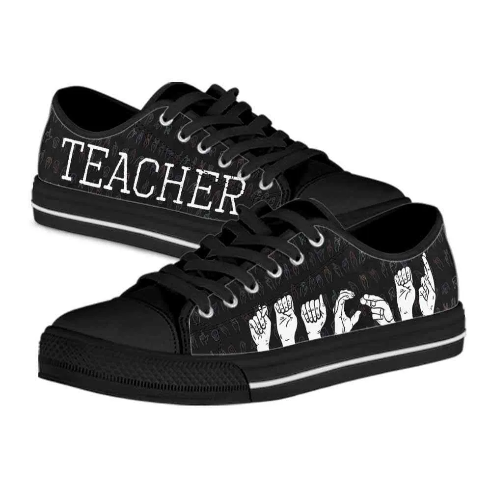 Sign Language Hands Teacher Low Top Shoes, Teacher Shoes, Low Top Sneakers