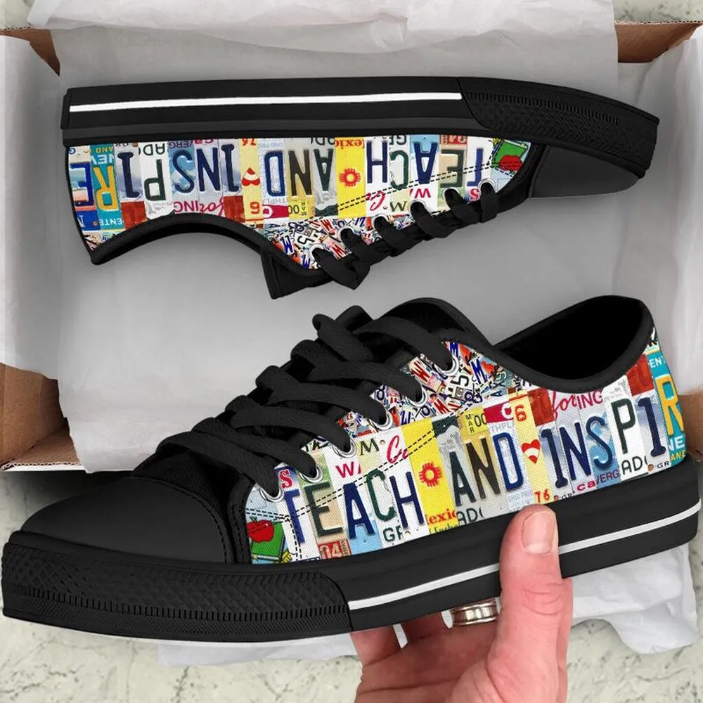 Special Ed Teacher License Plates Low Top Black Sole Shoes, Teacher Shoes, Low Top Sneakers