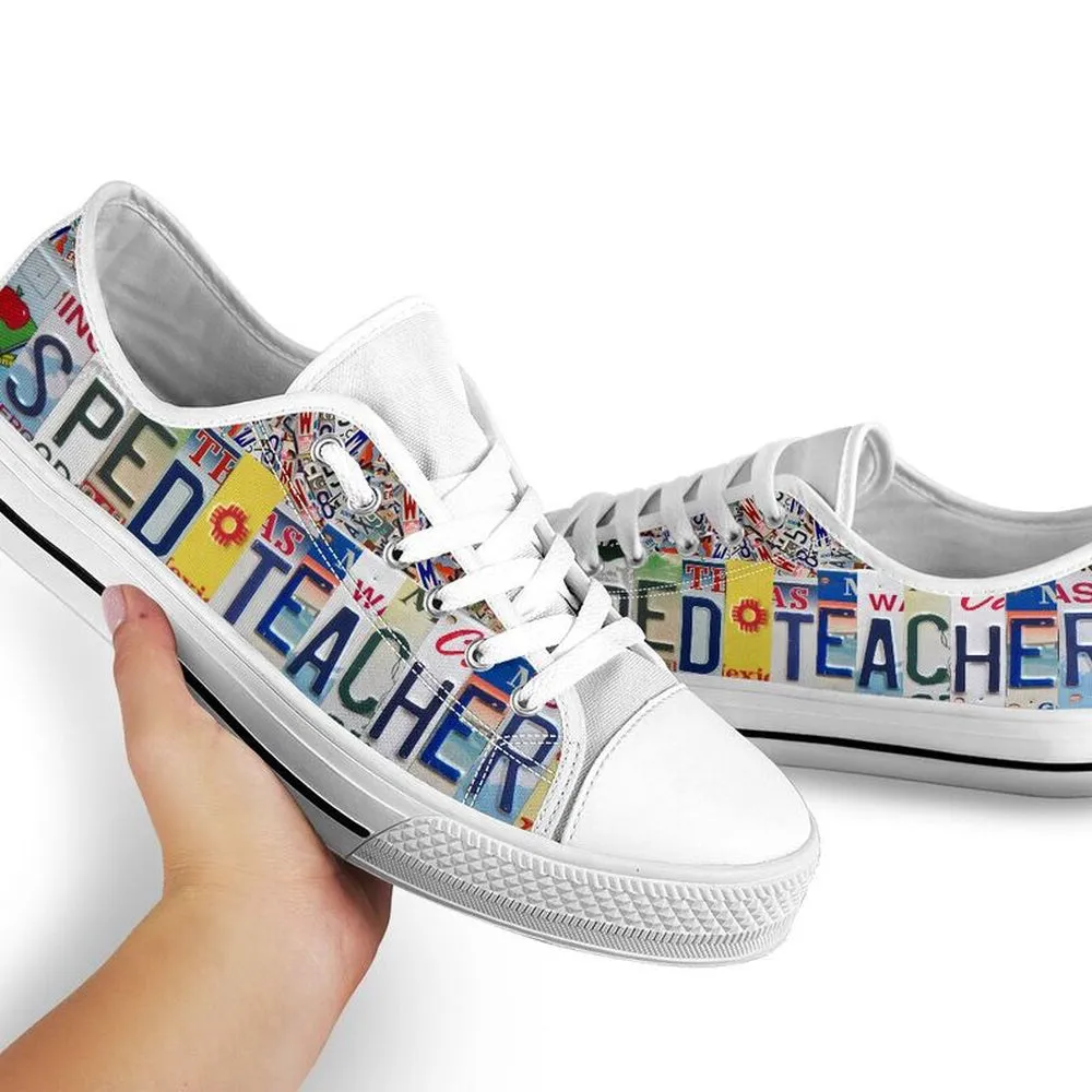 Sped Teacher License Plates Low Top Shoes, Teacher Shoes, Low Top Sneakers