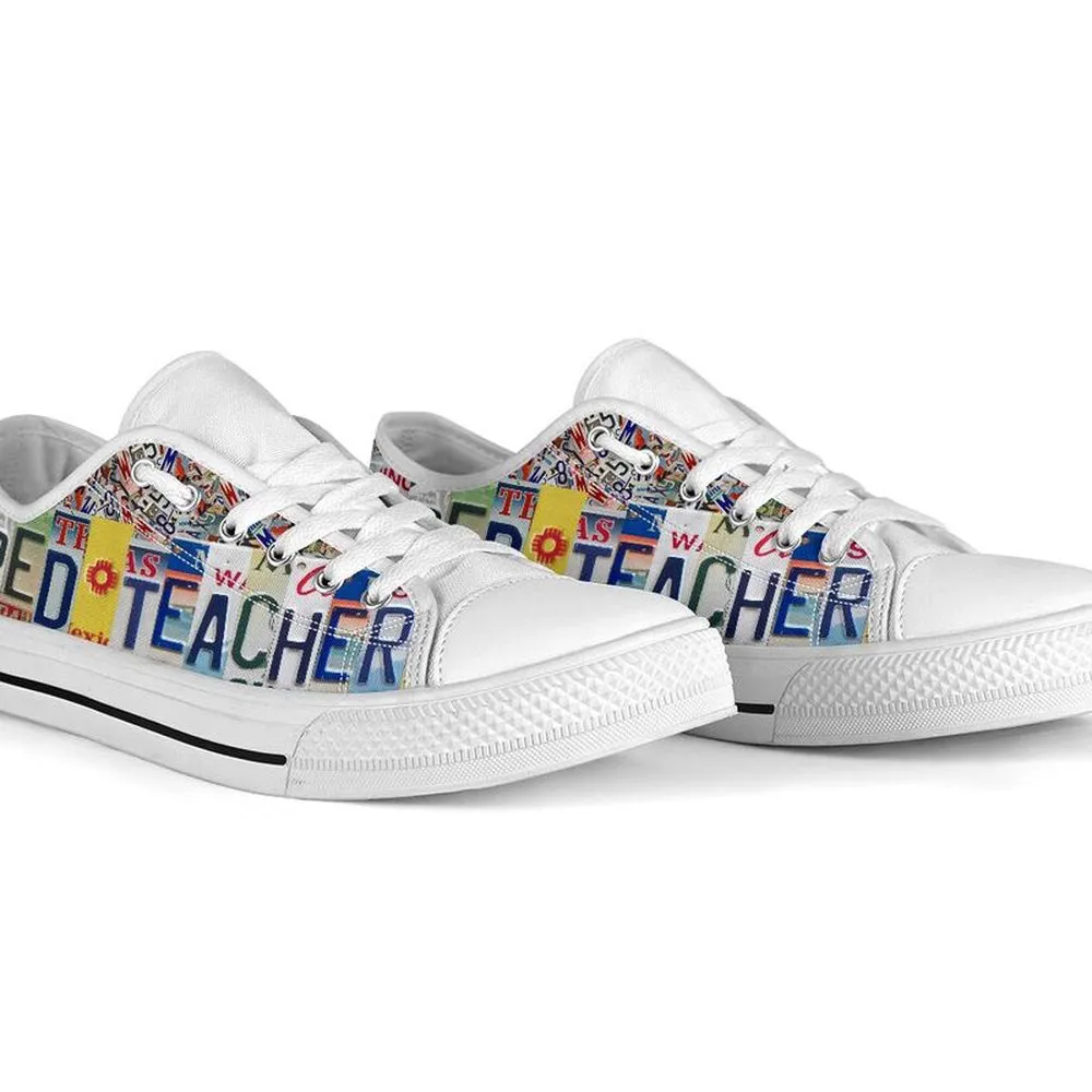 Sped Teacher License Plates Low Top Shoes, Teacher Shoes, Low Top Sneakers