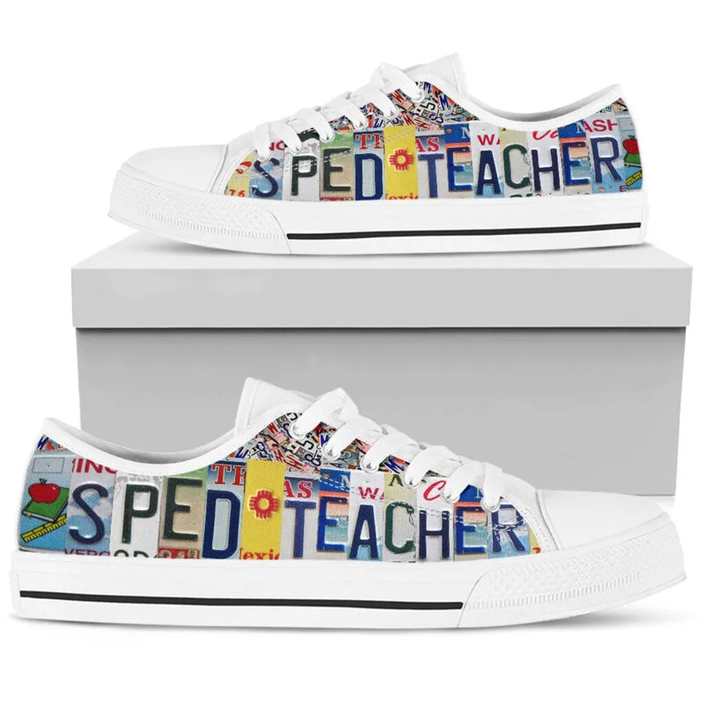 Sped Teacher License Plates Low Top Shoes, Teacher Shoes, Low Top Sneakers