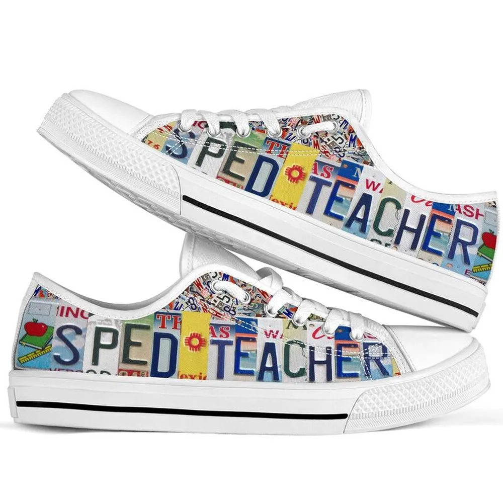 Sped Teacher License Plates Low Top Shoes, Teacher Shoes, Low Top Sneakers