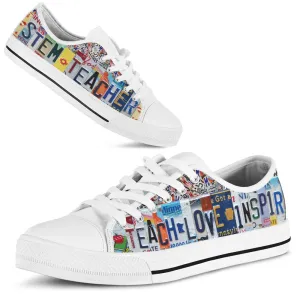 Stem Teacher License Plates Low Top Shoes, Teacher Shoes, Low Top Sneakers