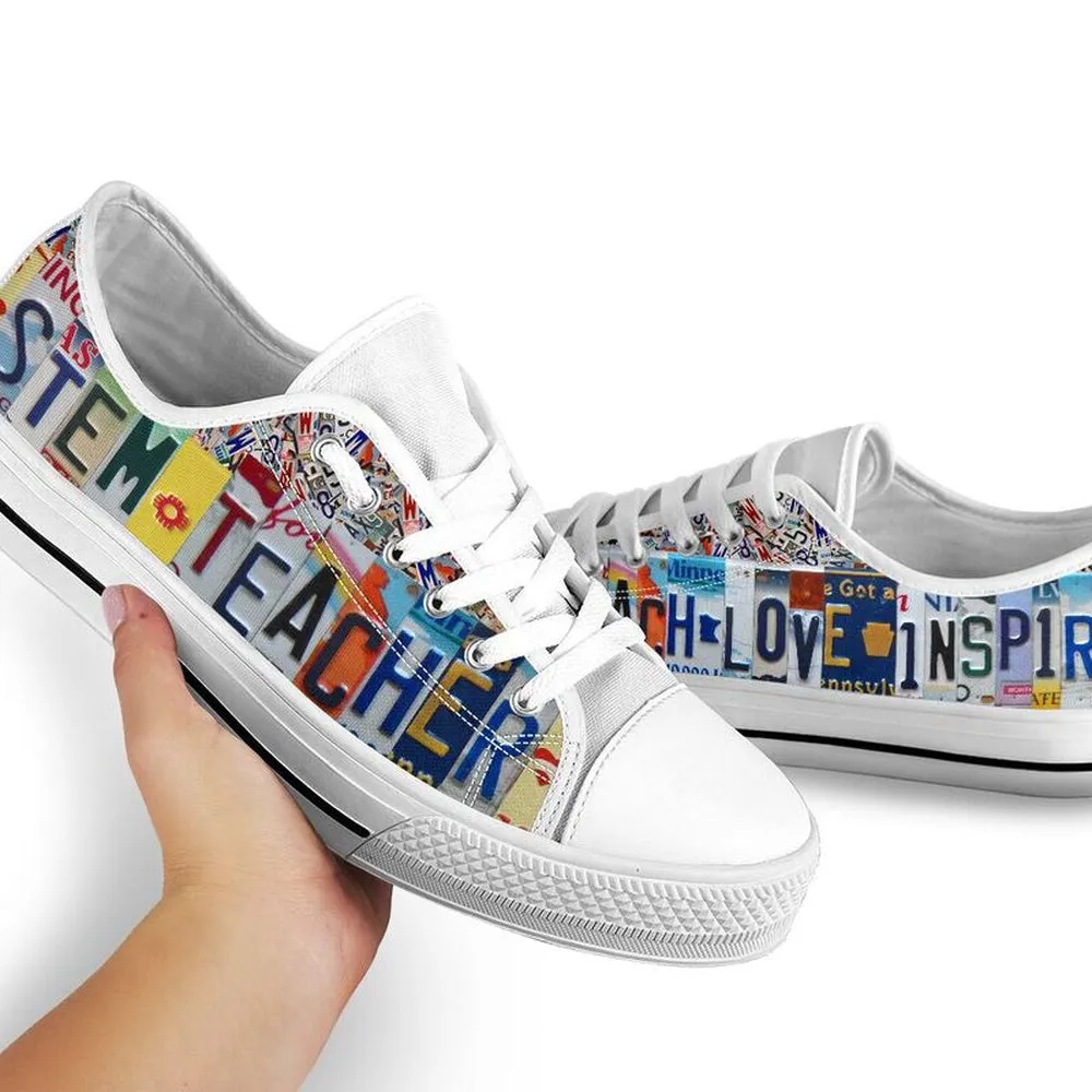 Stem Teacher License Plates Low Top Shoes, Teacher Shoes, Low Top Sneakers