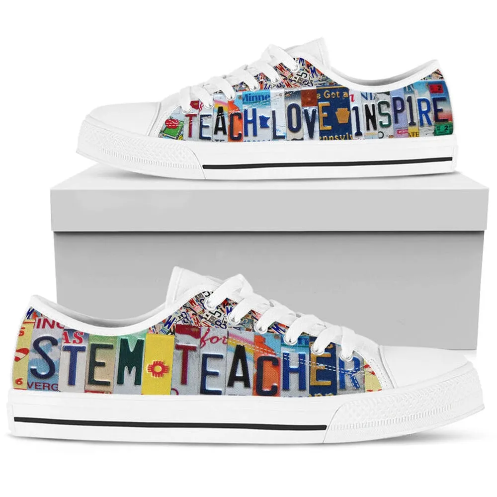 Stem Teacher License Plates Low Top Shoes, Teacher Shoes, Low Top Sneakers