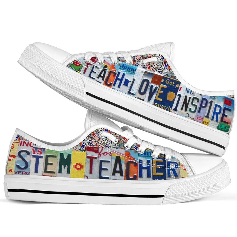 Stem Teacher License Plates Low Top Shoes, Teacher Shoes, Low Top Sneakers