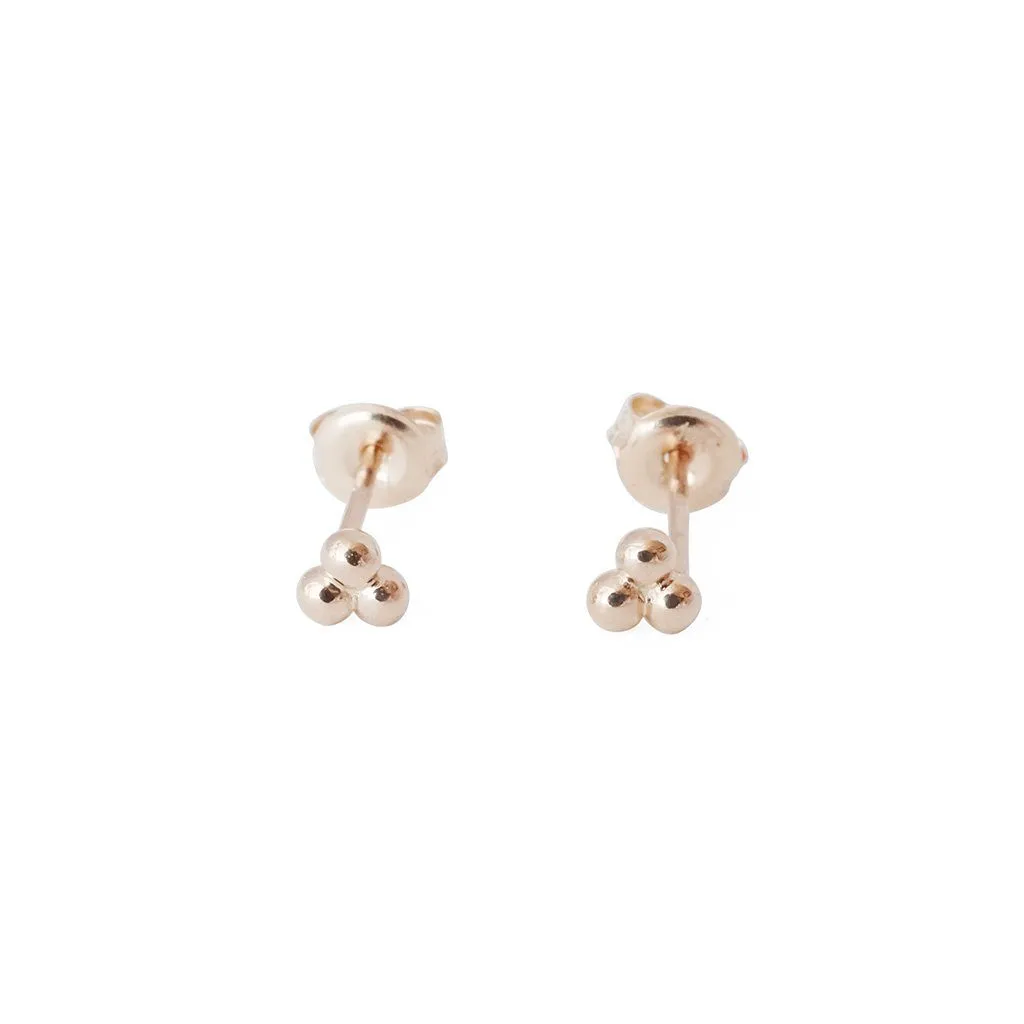 Trinity Ball Studs, 14k Gold