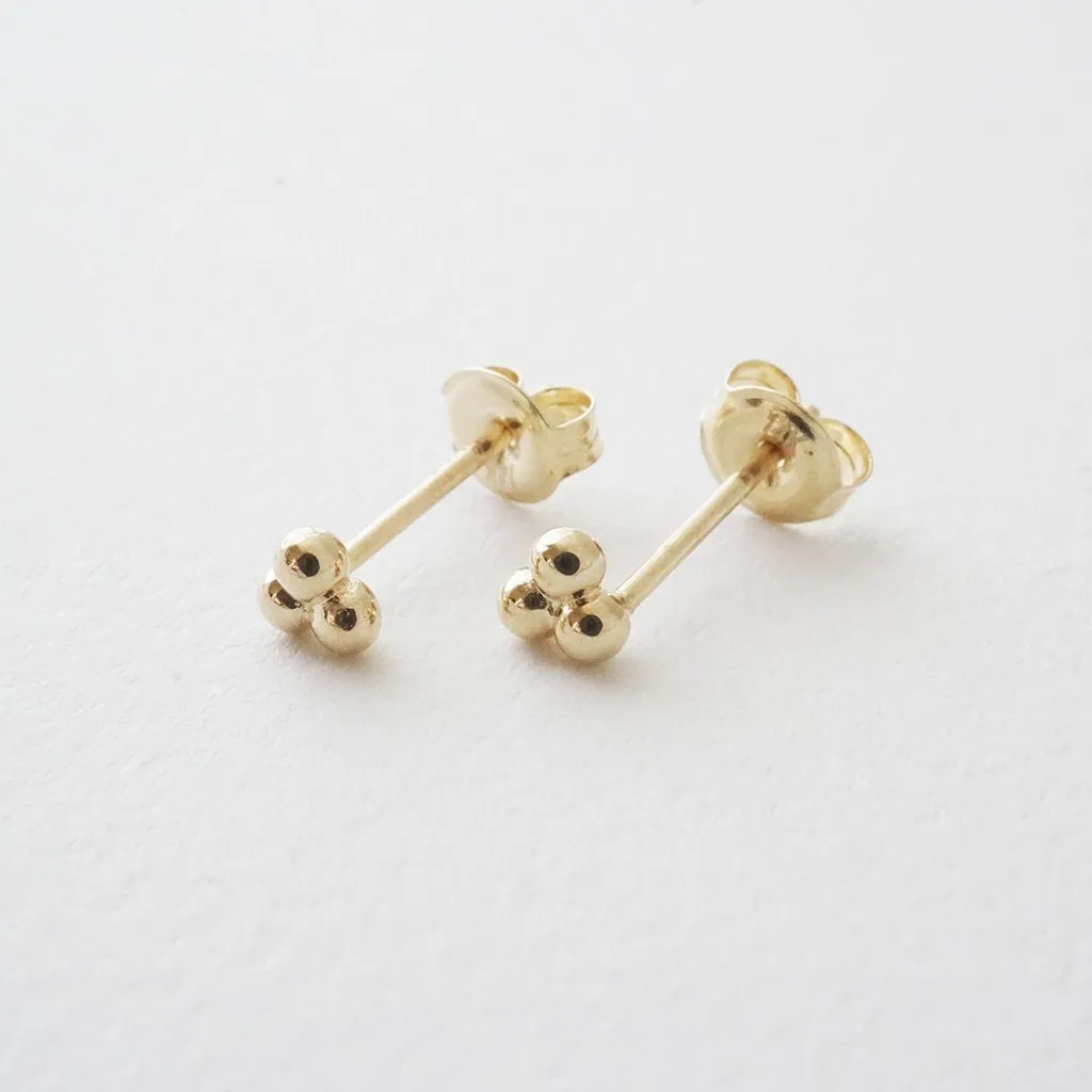 Trinity Ball Studs, 14k Gold