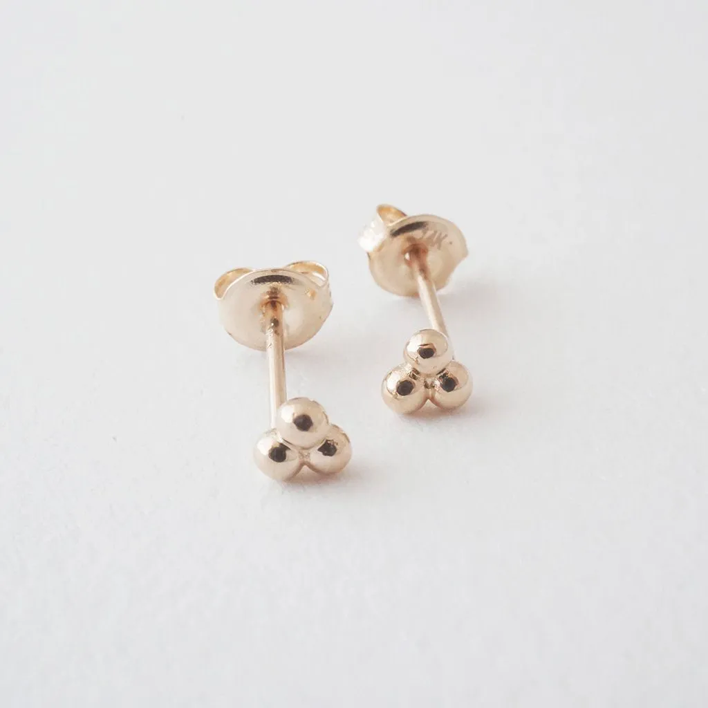 Trinity Ball Studs, 14k Gold