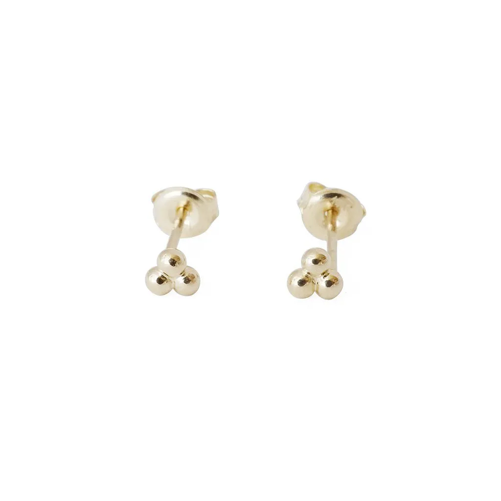 Trinity Ball Studs, 14k Gold