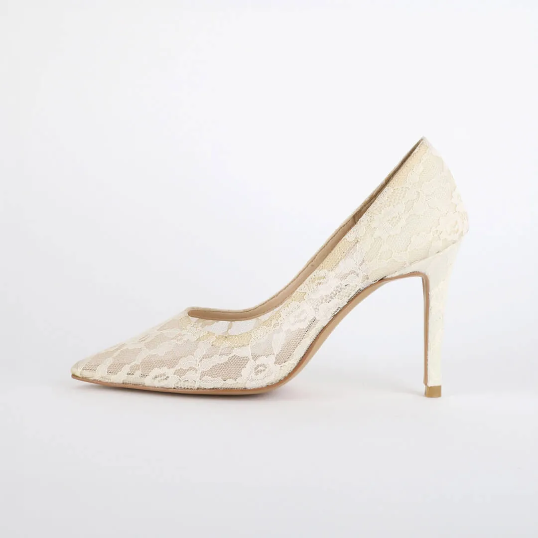 *UK size 2.5 - FREE LOVE - ivory, 9cm heels