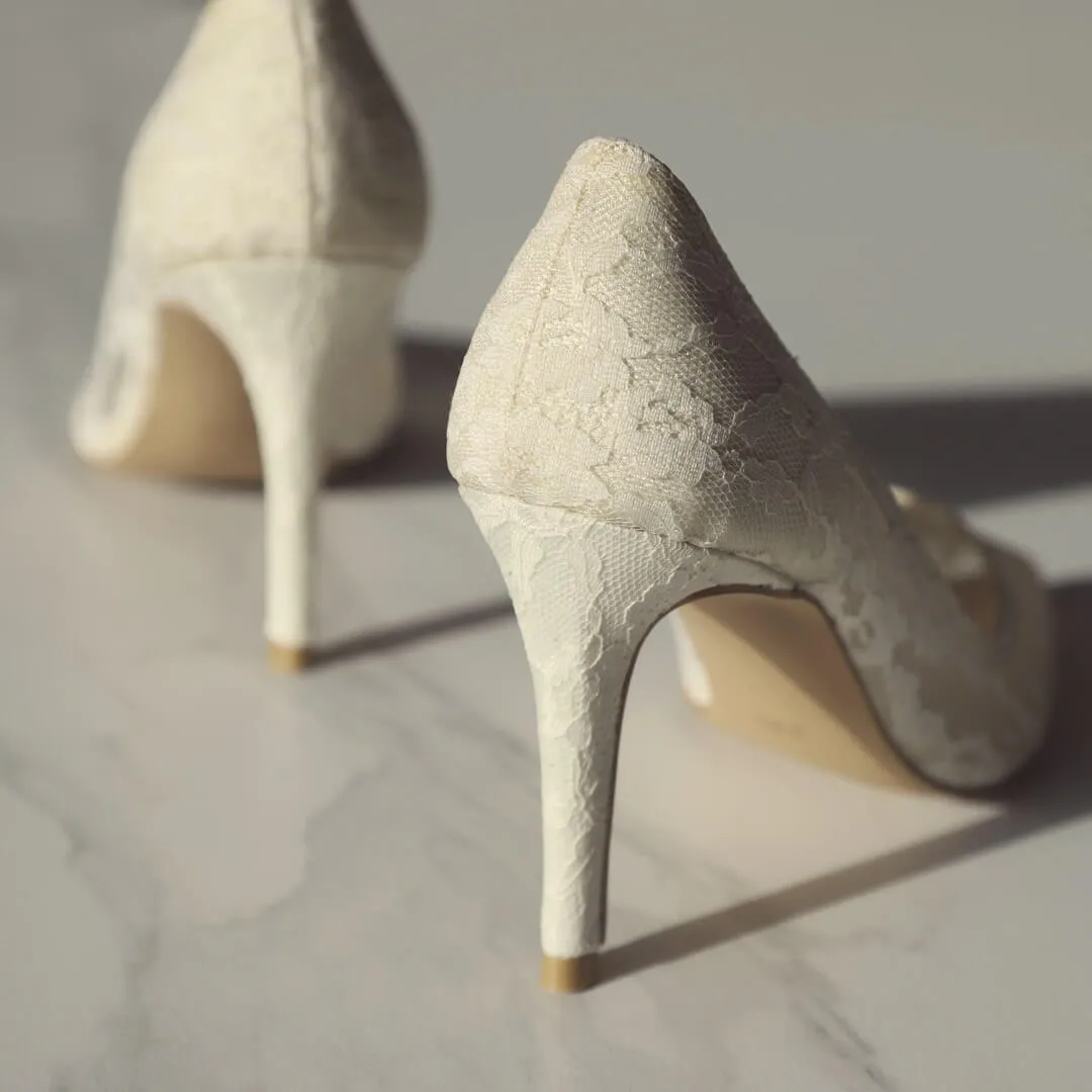 *UK size 2.5 - FREE LOVE - ivory, 9cm heels