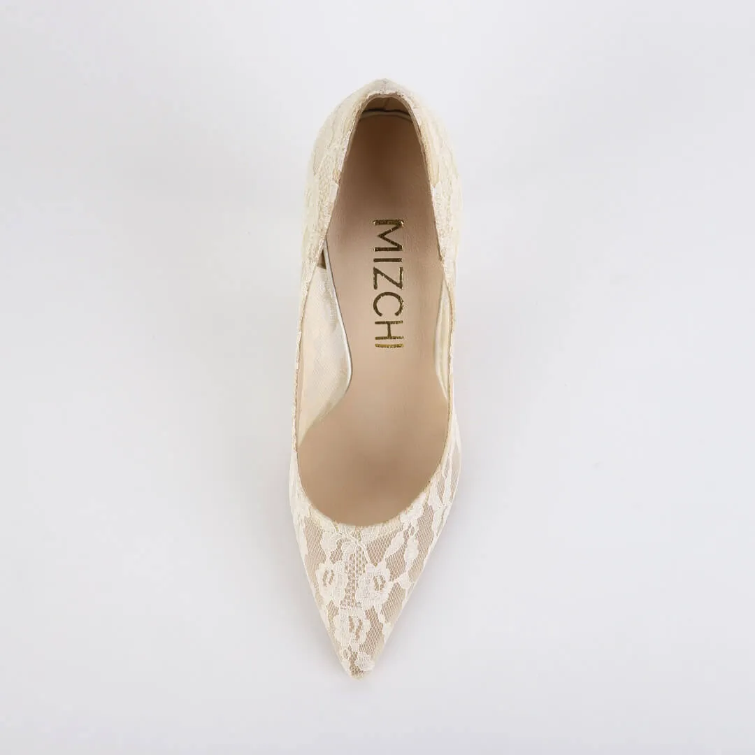 *UK size 2.5 - FREE LOVE - ivory, 9cm heels