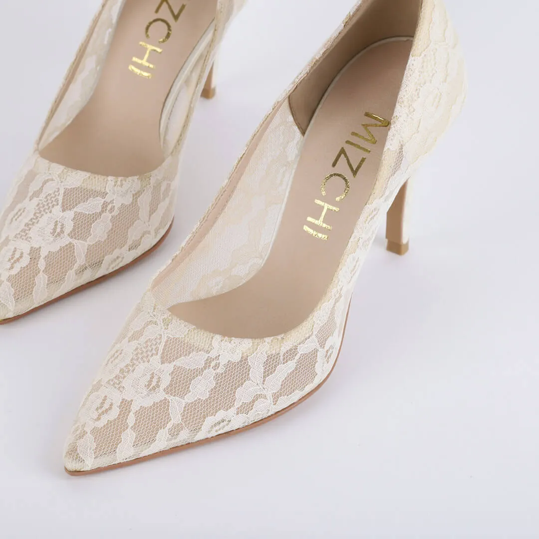 *UK size 2.5 - FREE LOVE - ivory, 9cm heels