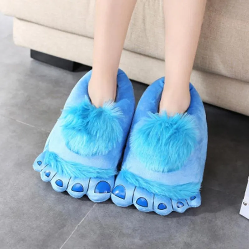 Unisex Bigfoot Creative Chunky Warm Paw Faux Fur Indoor Slippers