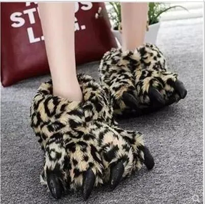 Unisex Bigfoot Creative Chunky Warm Paw Faux Fur Indoor Slippers