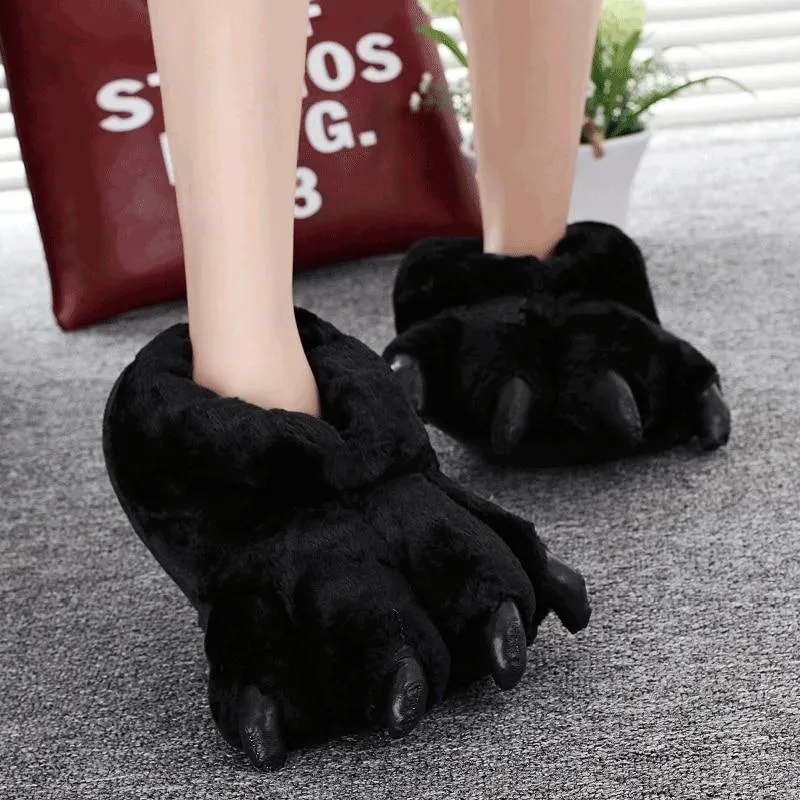 Unisex Bigfoot Creative Chunky Warm Paw Faux Fur Indoor Slippers