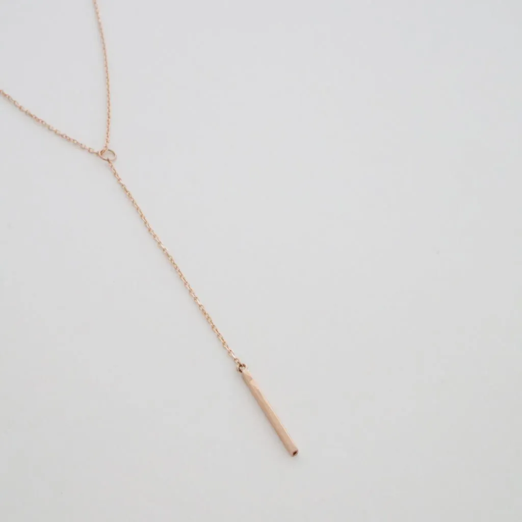 Whisper Thin Lariat Bar Necklace, 14k Gold