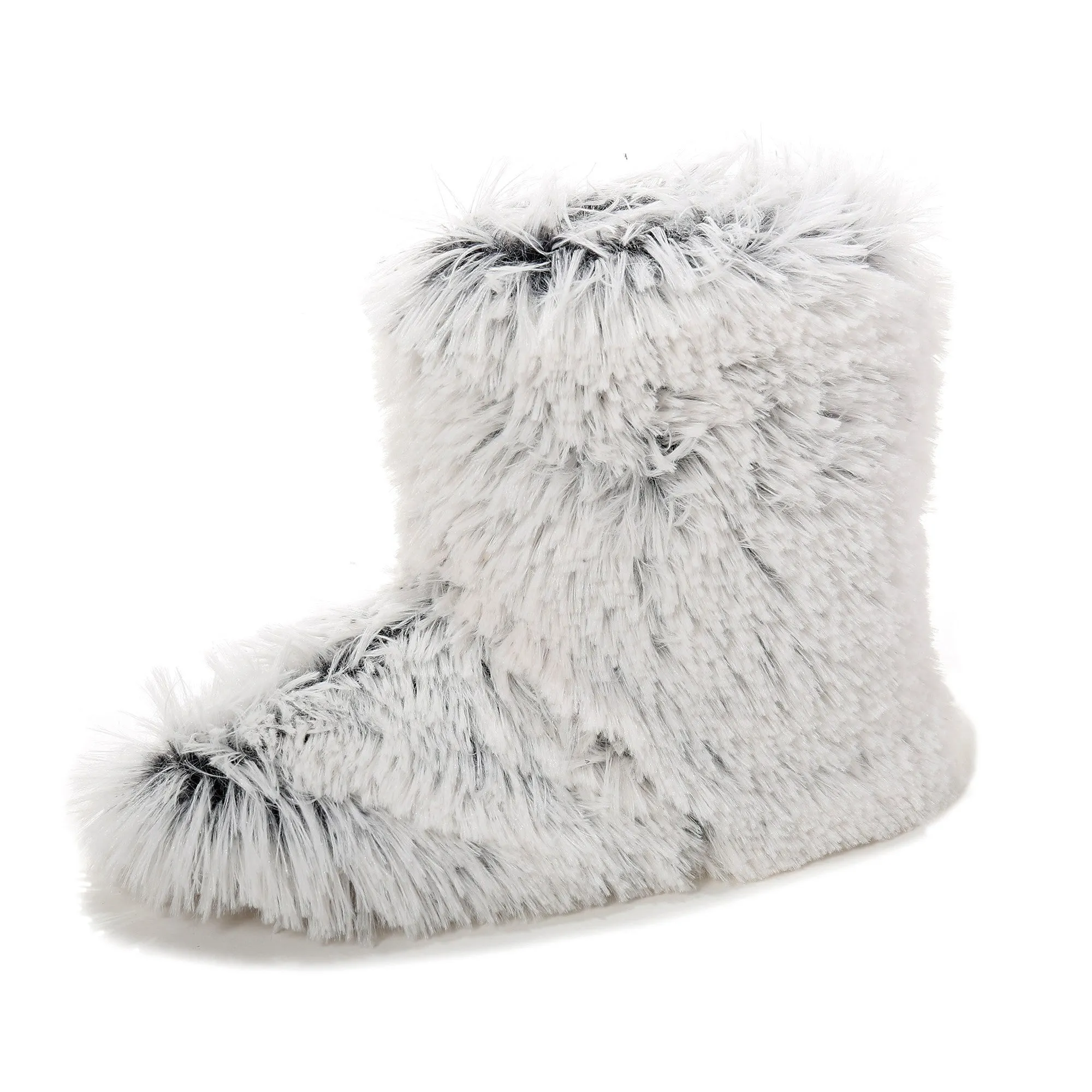 Women's Hi-Fashion Two Tone Faux Fur Boot Slipper