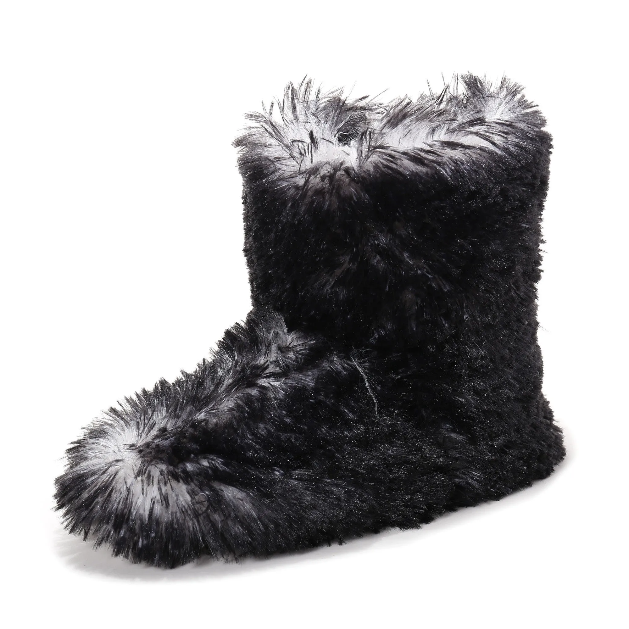 Women's Hi-Fashion Two Tone Faux Fur Boot Slipper